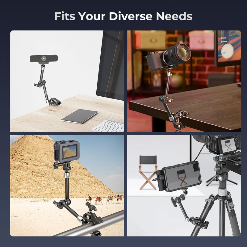 SMALLRIG Magic Arm Clamp Kit, Camera Mount Articulating Friction Arm w Super Clamp, w 1/4"-20 Screw and Thread hole, for Camera, Light, Monitor, Webcam or Action Camera ≤1.5kg, for Table, Tube 4454