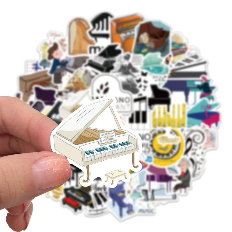 100 PCS Piano Stickers,Vinyl Aesthetic Music Instrument Stickers for Water Bottles,Laptop,Cellphone,Skateboard,Guitar,Piano Decal - Perfect Gifts for Kids,Girls,Teens, Students 100 Pcs Piano