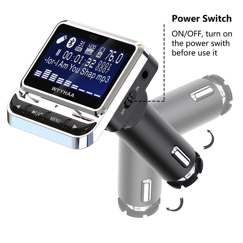 Bluetooth FM Transmitter for Car, Wireless Car Radio Adapter, Handsfree Auto Kit with Remote Control, MP3 Music Player Support USB Charger Siri Google Assistant U Disk/TF Card/Aux