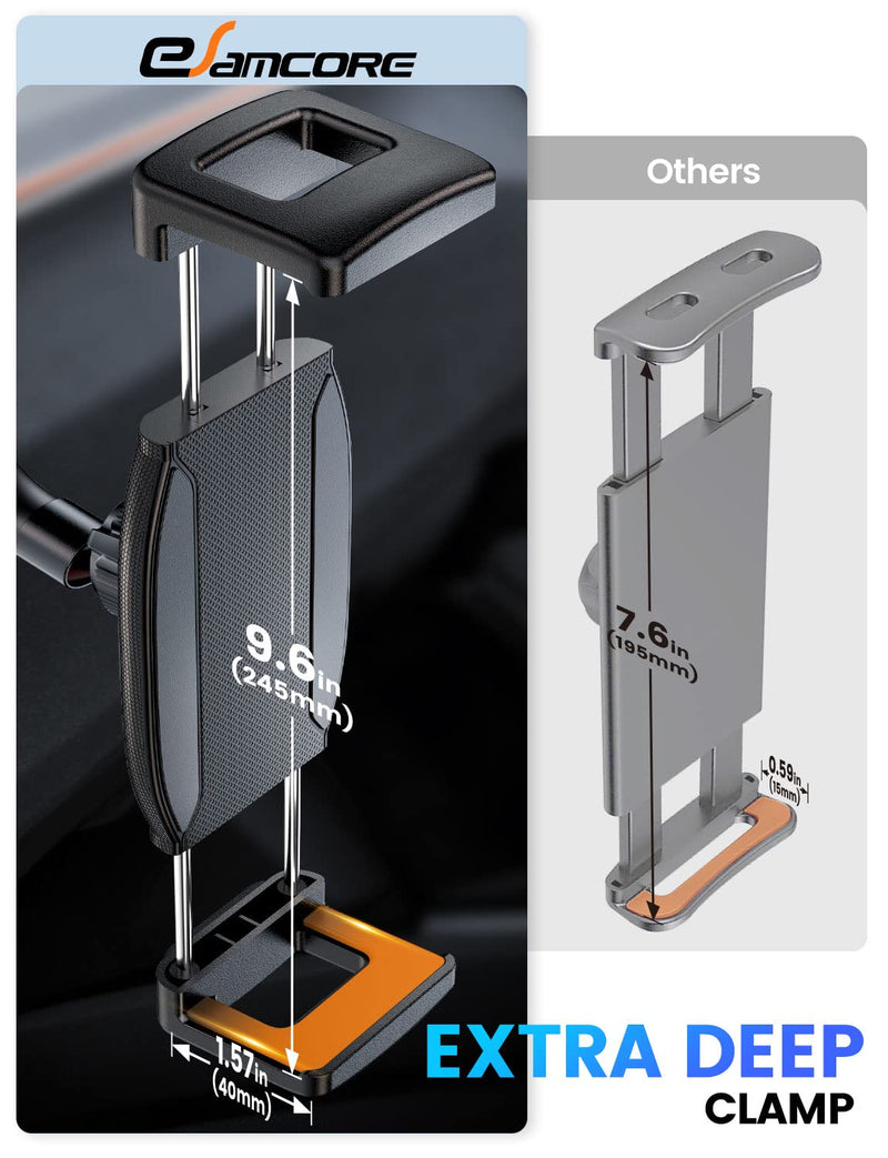 eSamcore Tablet Holder for car, 1.57" Extra Deep Clamp iPad Holder for Car Dashboard Gooseneck iPad Car Mount Car Tablet Holder Windshield Suction Cup Mount for 6"-11" Tablet Tablet Holder For Car Dashboard