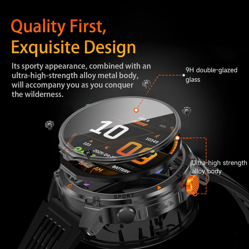 MIlitary Smart Watch with Compass/Flashlight for Android & iPhone (2 Bands) | 100 Days Battery/IP68 Waterproof, Answer/Make Calls, 1.7" HD Fitness Tracker Watch with Sleep/Heart Rate Monitor for Men
