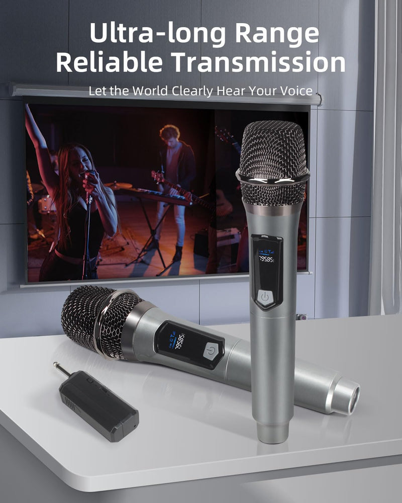 [AUSTRALIA] - Unitrile for Sing, Play, and Activities, 2.4GHz Hi-Rise Wind with Rechargeable Receiver, 200 Feet Gold Mist 2 Pieces for Karaoke, Pa System (Black) Black 
