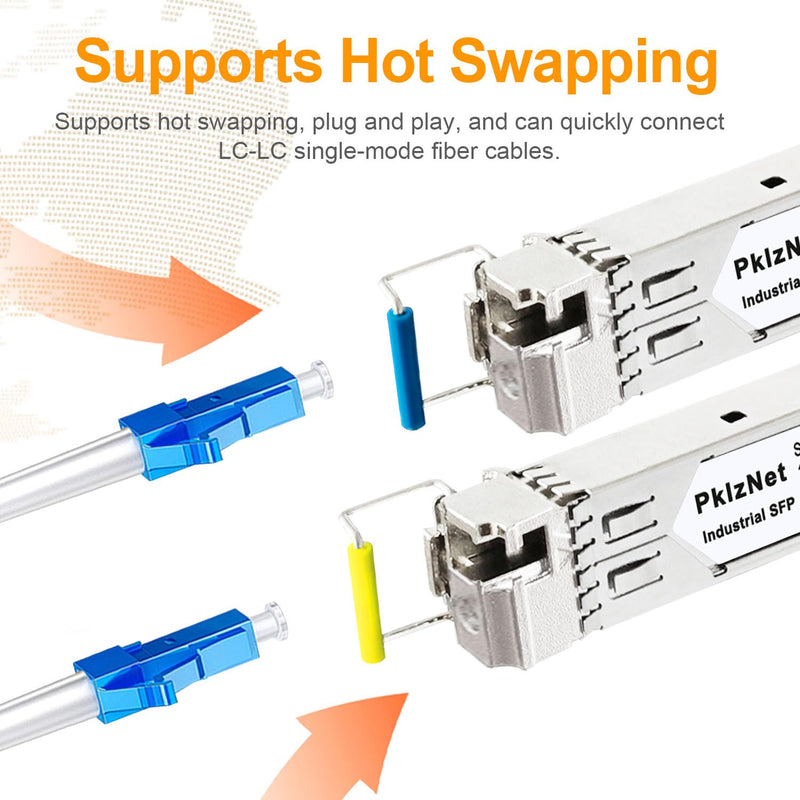4Pcs 1.25G BIDI Industrial SFP Single Mode SM1310&1550nm LX 20km Fiber DDM 1.25G BIDI: 20km