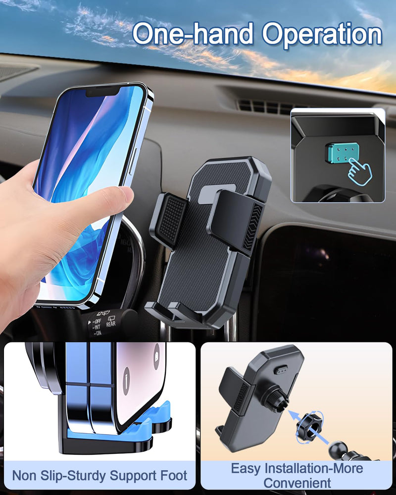 PZK Car Phone Mount for Ford F-150 F150 2015-2020 Accessories Custom Vent | Auto Lock Car Phone Holder Fixed Clip, One Button Release, Hands Free 360° Rotation Cell Phone Cradles Fit All SmartPhone Ford F-150 2015-2020