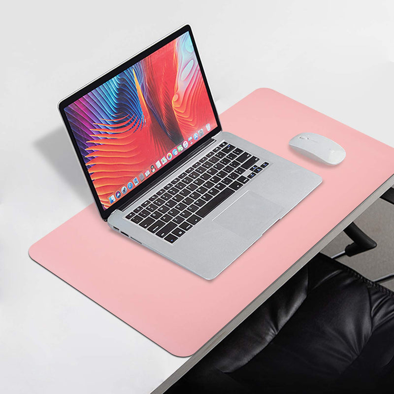 Dual Sided Leather Desk Pad (23.6 x 13.7"), Office Waterproof Desk Mat, PU Mouse Pad, Desk Protector Cover, Desk Writing Mat for Office/Home/Work/Cubicle (Pink/Silver) A-pink/Silver 23.6“ x 13.7"