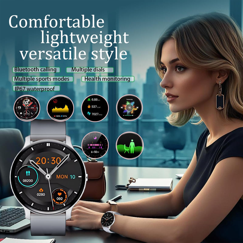 Smart Watch for Men Women (Answer/Make Calls), 128 Sports Modes, IP68 | Tracks heart rate & sleep. 15-min fast charging, 35-day battery. 128 sports modes, ideal for daily fitness tracking Pearl silver