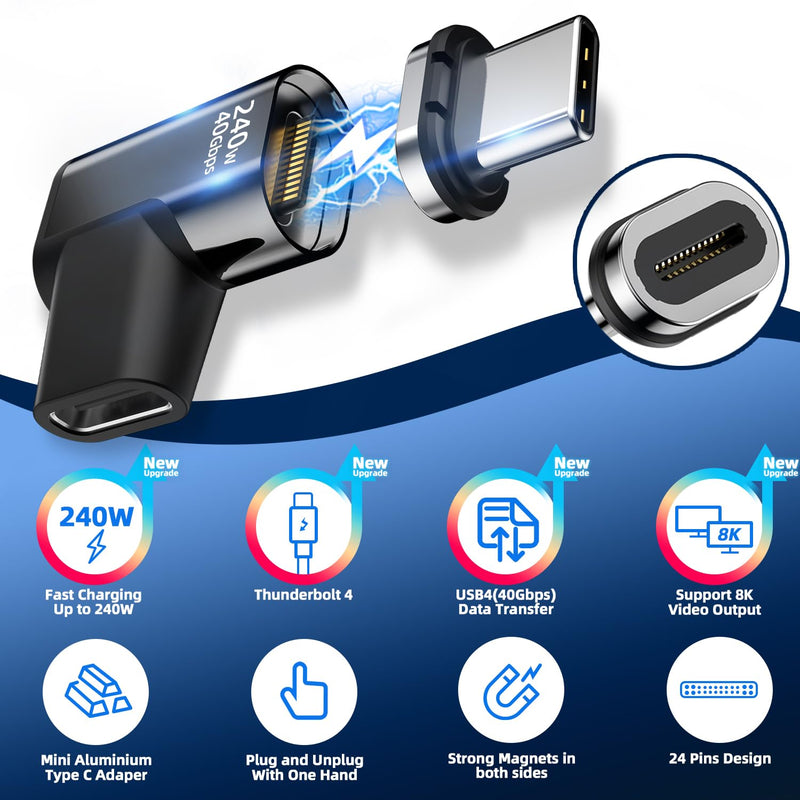 140W Straight + 240W 90 Degree USB C Magnetic Adapter - 4 Pack