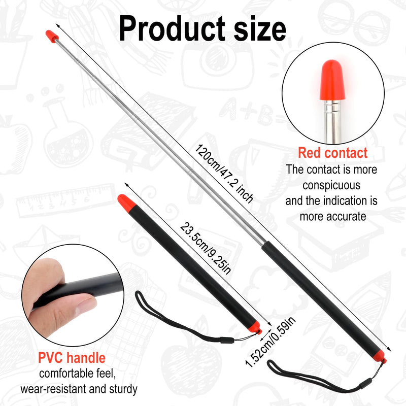 Teacher Hand Pointer Telescopic, Finger Telescoping Pointer Stick Retractable Pointer Handheld Extendable Guiding Stick 47.2 inch for Classroom Office School Presentation Whiteboard Teachers