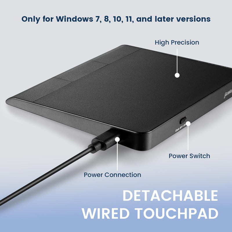 Perixx PERIPAD-506 Wired USB Touchpad – Slim Detachable Design for Desktop & Laptop – 5.31x4.57x0.55 Inches – Black