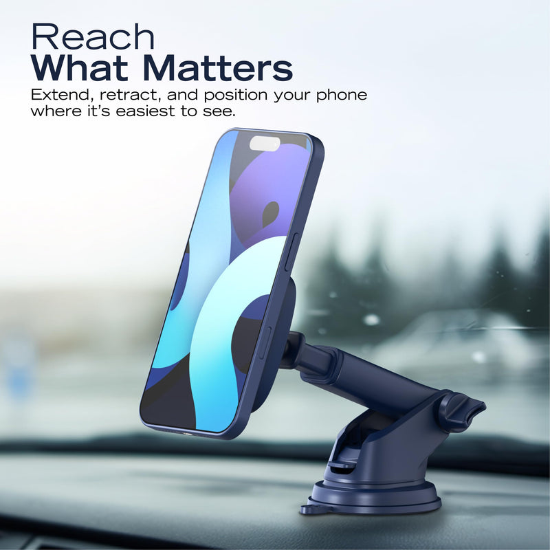 Nautica PH120 Universal 3-in-1 Magnetic Car Phone Holder for iPhone, Android, Samsung, Google, Huawei & Nokia Smartphones, Clip-On & Suction Cup Phone Mount with 360° Rotation, Secure & Steady Grip