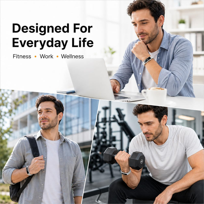 Smart Health Bracelet for Women & Men, Heart Rate Monitor, Blood Oxygen & Sleep Tracking, Step Counter, iOS & Android Compatible and No Subscription Fee Grey with Magnet Strap