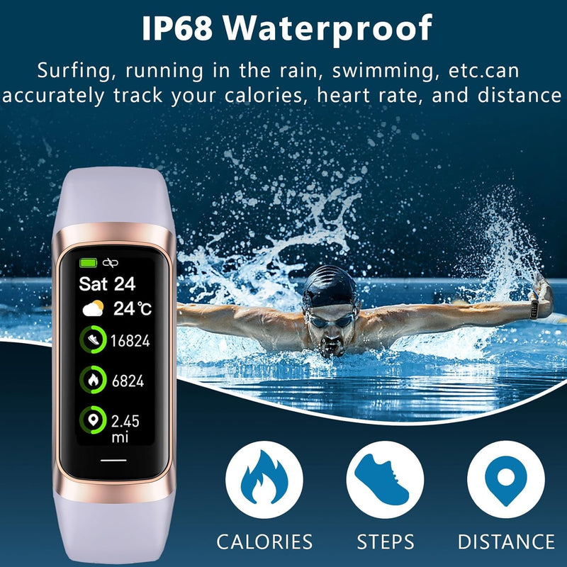 Fitness Tracker with 24/7 Blood Oxygen Heart Rate and Sleep Monitor,IP68 Waterproof,1.10''AMOLED Touch Color Screen,Step Counter Health Activity Trackers for Women Men (Purple) Purple