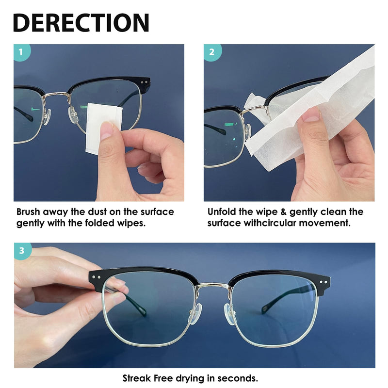 150 Count Lens Wipes for Eyeglasses, Eyeglass Lens Cleaning Wipes Pre-moistened Individually Wrapped Sracth-Free Streak-Free Eye Glasses Cleaner Wipes for Sunglass, Camera Lens, Goggles 150 Count