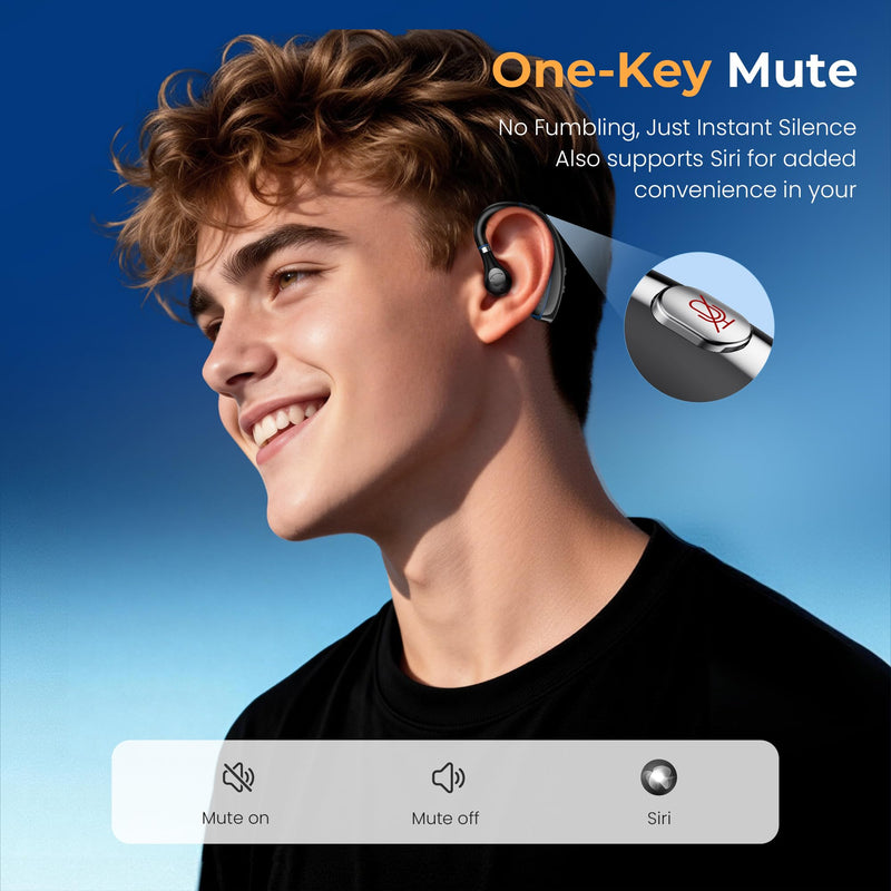 [AUSTRALIA] - Bluetooth Headset, Bluetooth Earpiece with Noise Canceling Microphone, 0.53oz Ultralight V5.3 Wireless Headset with Charging Case Mute Button 56H Playtime Multi point for Work Cell Phone Driver Office Black 