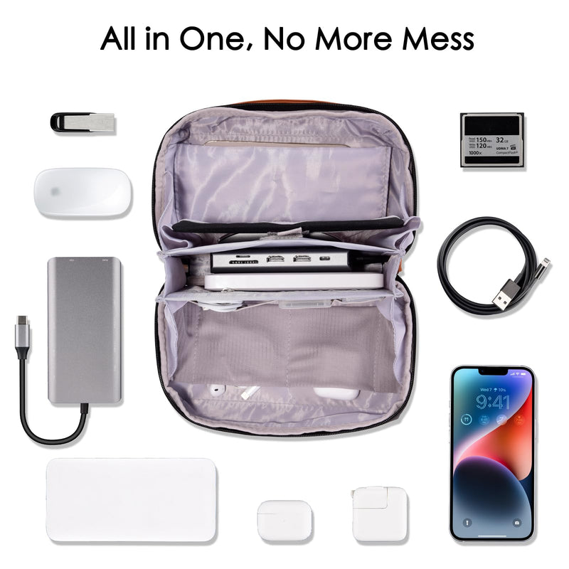 [AUSTRALIA] - DDgro Electronics Organizer Travel Pouch - Perfect Accessory Bag for Electronics, MacBook Charger & Cords, Cables, Hard Drive (Black-Brown) Black-Brown 