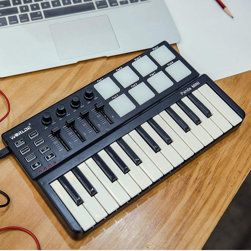 25-Key MIDI Keyboard Panda mini Portable Mini Drum Pad MIDI Controller, USB