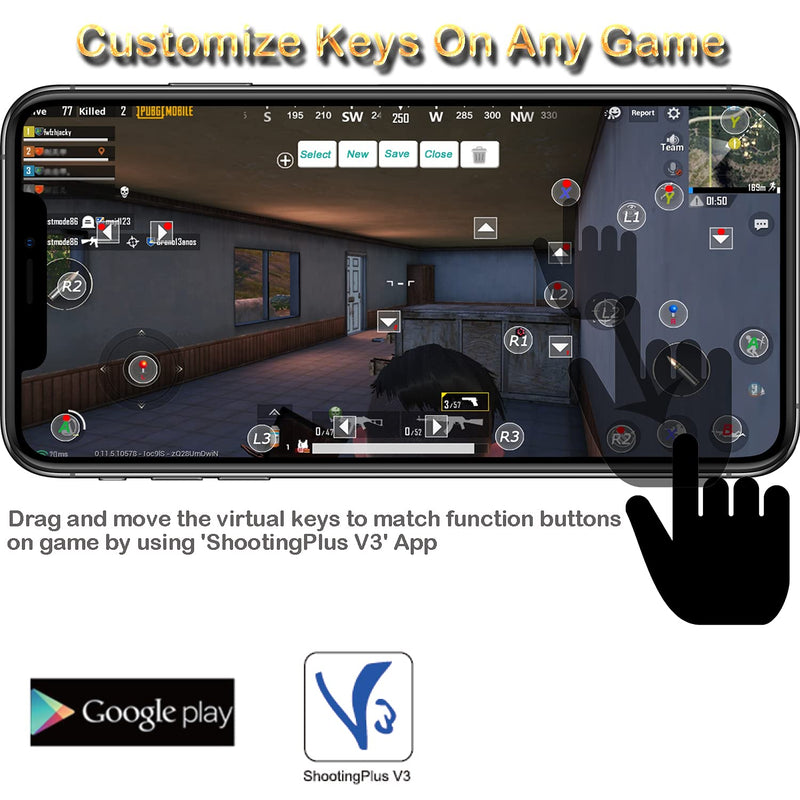 Android Gamepad Controller, Megadream Wireless Key Mapping Gamepad Joystick Perfect for Call of Duty & Apex Legends & More, Compatible for Samsung Galaxy HTC LG Other Phone, Not for iOS Black+Red
