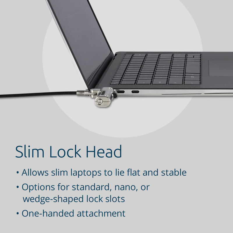 Kensington Simple Solutions Combination Laptop Lock for Standard Security Slot, Resettable Anti-Theft 4-Digit Combination K-Slot Security Cable Lock (K60213WW)