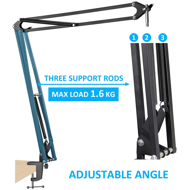 20+18.5in Rode Podmic Stand with Pop Filter, Professional Boom Arm and Windscreen for Rode PodMic Cardioid Dynamic Podcasting Microphone by YOUSHARES 20+18.5in