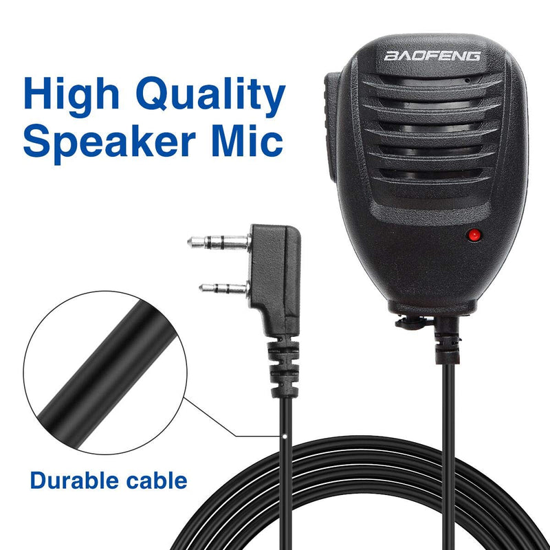 BAOFENG Microphone Police Walkie Talkie Mic Accessories Ham Radio Speaker Mic for UV-5R BF-F8HP 5RM UV-21R UV-5G Plus GM-15PRO GM-5RH K5PLUS AR-152 TIDRADIO TD-H3 TD-H8 Quansheng UV-K5,2Pack Black-2Pack