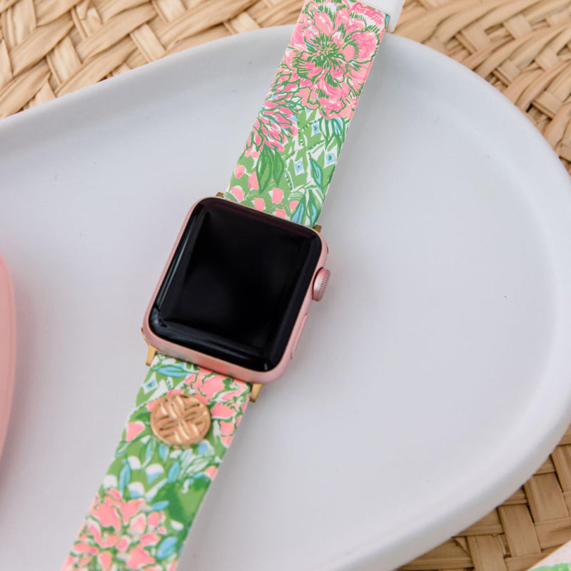 Lilly Pulitzer Silicone Apple Watch Band for Women, Sized to Fit 38mm & 40mm Smartwatches, Compatible with Apple Watch Series 1-6 and SE, Lime Feeling Good
