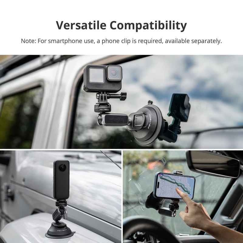 [AUSTRALIA] - PGYTECH CapLock Suction Cup Mount Compatible for DJI OSMO Action 4/3/2, Gopro 11/10/9/8, OSMO Pocket 2, Insta360 ONE RS, R, ONE X3, X2 with 1/4"-20 Standard Thread Adapter Suction Mount 