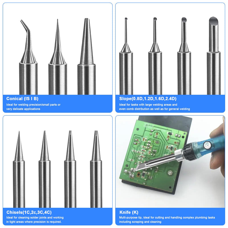 12 x Soldering Tip 900 m Set, Compatible with Hakko/Yihua/Atten Soldering Stations, High-Quality Replacement Tips for Soldering Irons and Welding Machine Accessories