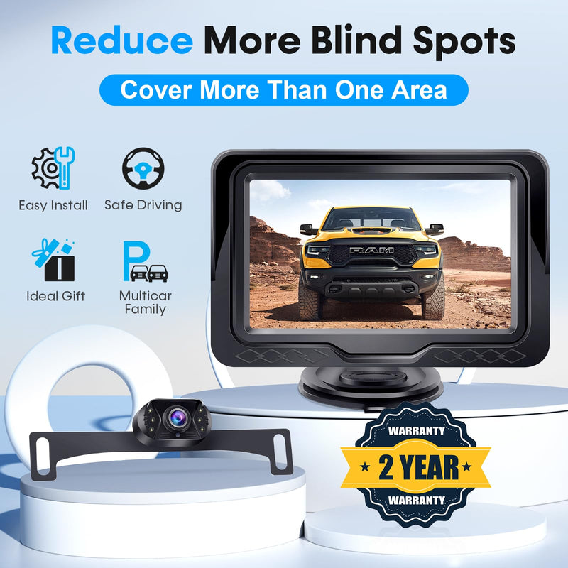 15-Minute Easy to Install Backup Camera: Plug-Play 15FT Clear Night Vision | HD 1080P Real-time Image Transmission for Backing Up Safely - Dustproof & Weatherproof Back Up Camera for Car Truck SUV 4.3" Monitor with Camera