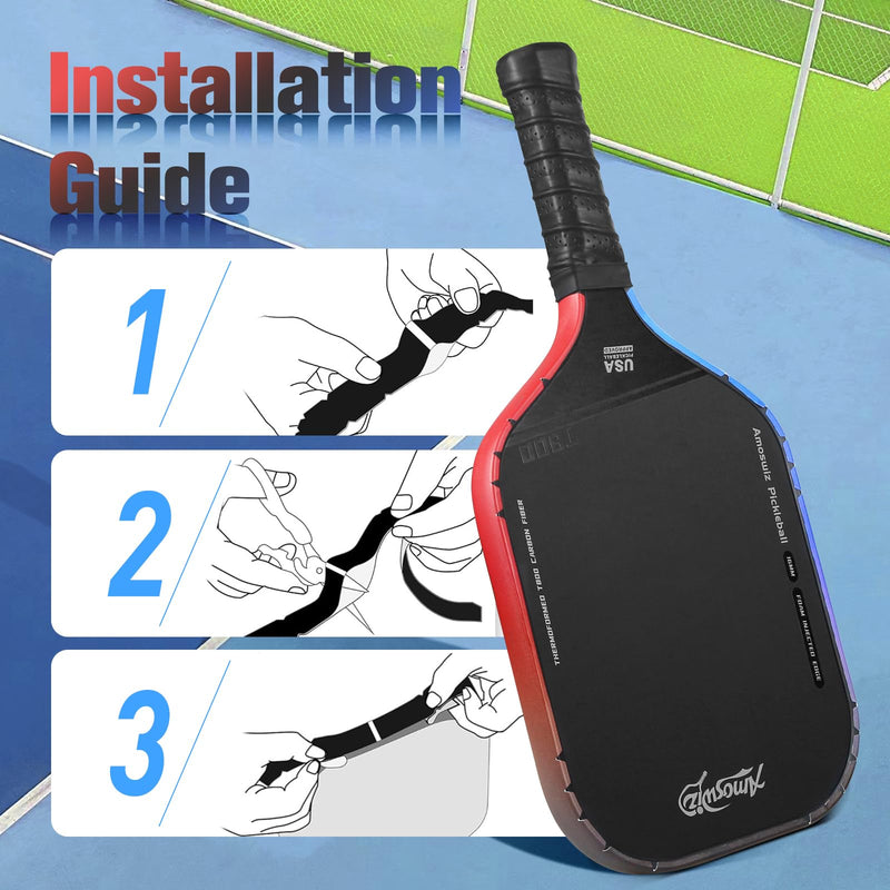 [AUSTRALIA] - Pickleball Edge Guard Tape, Pickleball Protection Tapes 3 Pcs, Gradiant Color Edge Tape, 23MM & 26MM Width, No Wrinkling Edge Guard for 13MM & 16MM & 20MM Thicknesse Paddles Red to Black to Blue Gradiant 