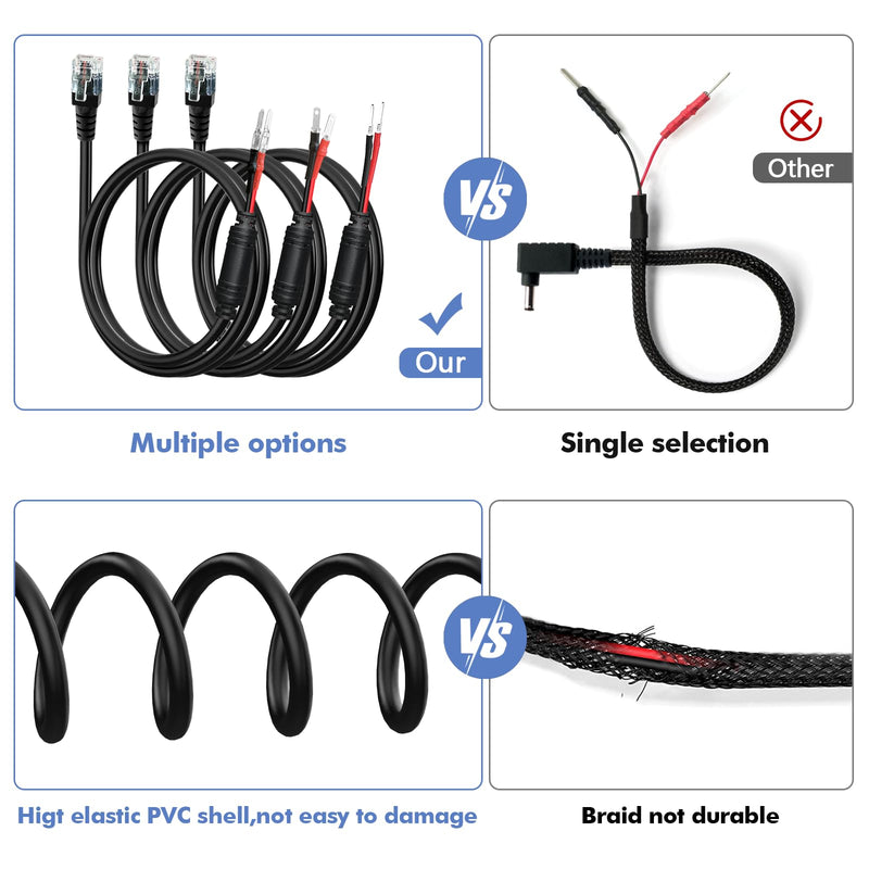 Radar Detector Hardwire Power Cord, Rearview Mirror Plug Cable, with Inline Fuse Holder,Suitable for Escort Beltronics Valentine One Cobra Whistler Radar Detector,3-Piece Set,17.7'' (RJ11) RJ11-17.7in