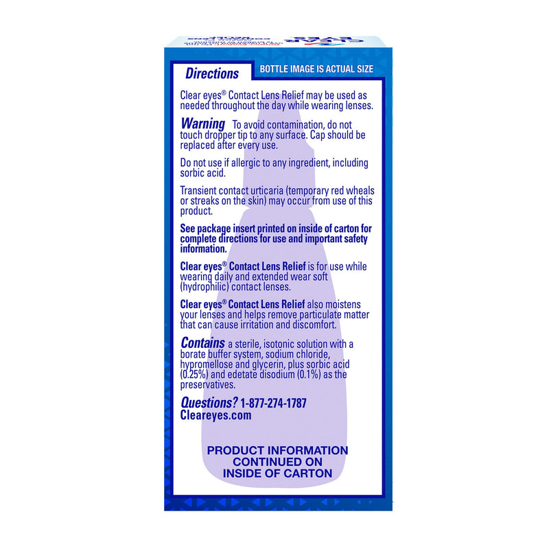 Clear Eyes Contact Lens Relief Eye Drops, 0.5 Fl Oz