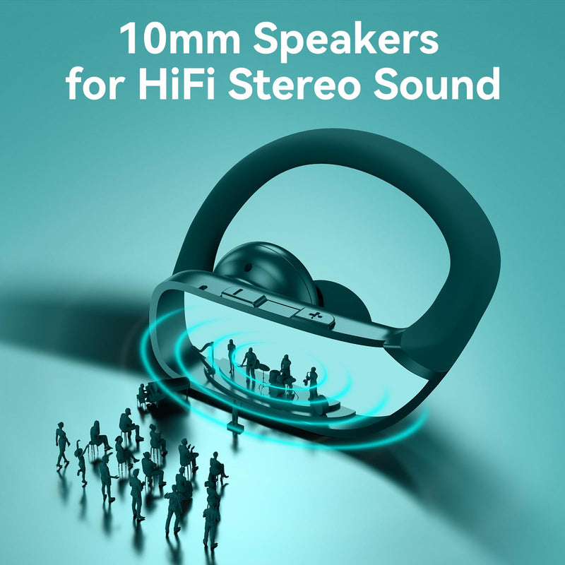 2 Sets Wireless Earbuds Bluetooth Headphones 48hrs Play Back Sport Earphones with LED Display Over-Ear Buds with Earhooks Built-in Mic Headset for Workout Mint Green+Green