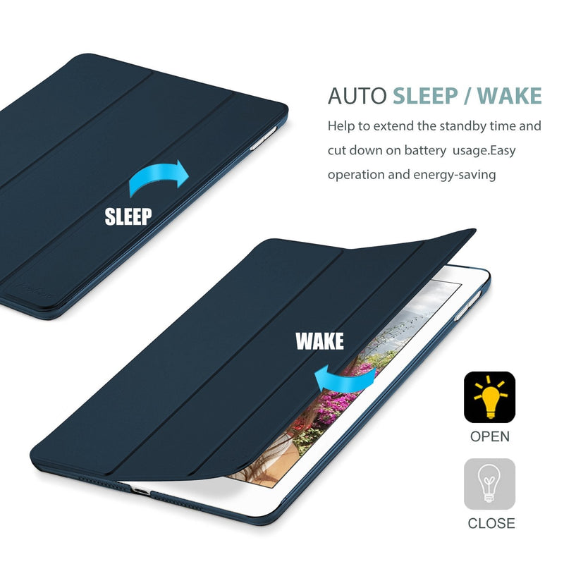 for iPad 9.7 Inch Case iPad 6th/5th Generation Case 2018 2017(Model: A1893 A1954 A1822 A1823), Ultra Slim Lightweight Stand Case with Translucent Frosted Back Smart Cover -Navy Navy