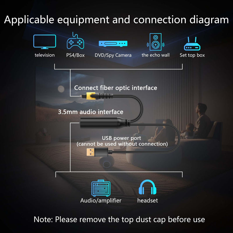 [AUSTRALIA] - CERRXIAN Digital Coaxial Optical SPDIF to Analog AUX Audio Cable - Optical to 3.5mm Female Conversion with USB Power - for PS4/Xbox/Optical Port to Sound Box 