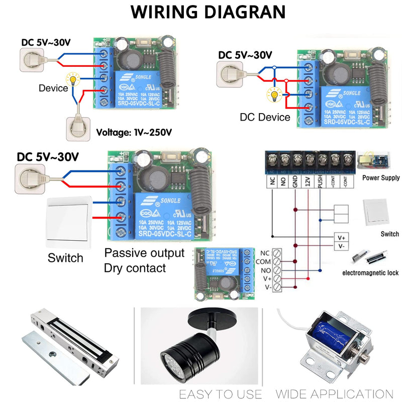 [AUSTRALIA] - DieseRC 5 V - 30 V Radio Remote Switch 1 Channel Radio Control Relay Receiver 12 V 24 V with Transmitter Key Ring Potential-Free Contact Relay Control (1 Receiver and 2 Transmitters) 1 receiver and 2 transmitters 