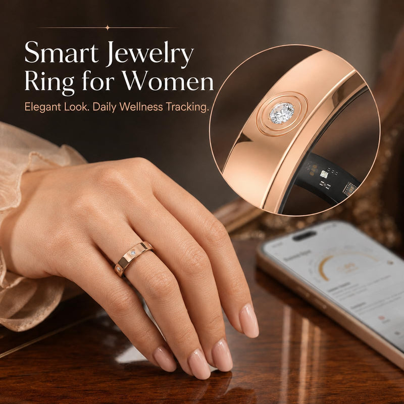 Smart Ring for Women Fitness Ring Health Ring with Diamonds Fitness Tracker with Heart Rate Sleep Monitor for Android iOS gold 7