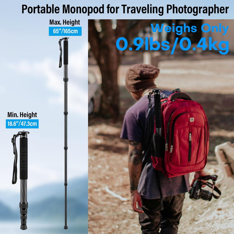 SIRUI Camera Monopod AM-MDP01, 65 inch Carbon Fiber Monopod Compact Lightweight for Travel, Max Load 22lbs/10kg