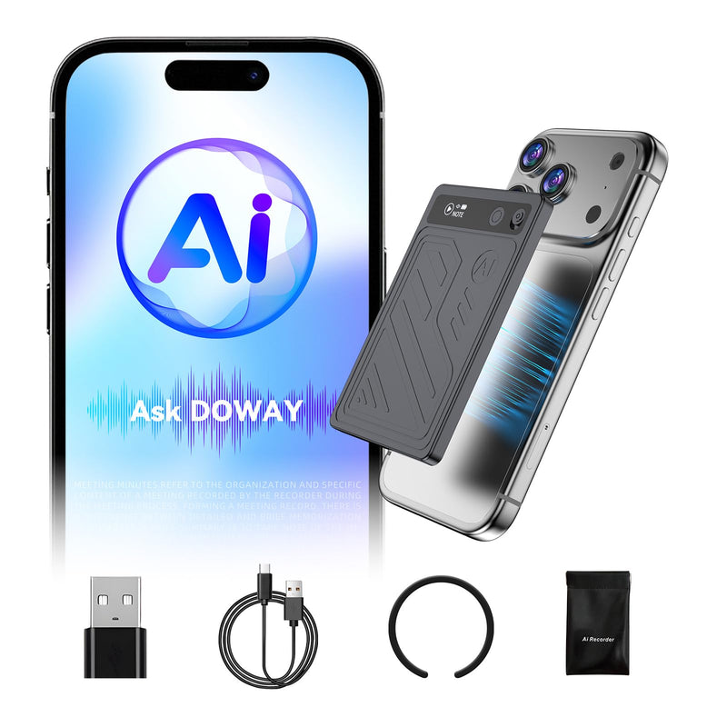 Magnetic AI Voice Recorder-73H Battery, Transcribe&Summarize with AI Noise Cancellation, USB-C Charge Recording Device, 64GB Audio Recorder for Lectures, Meetings, Calls, Interviews, 112 Languages Deep Gray