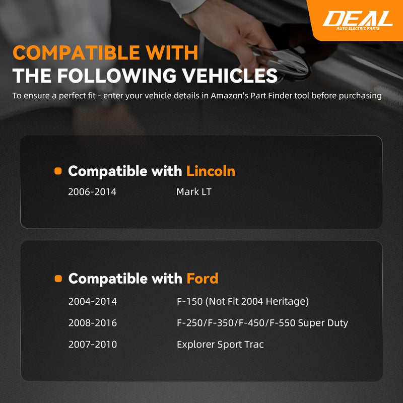 DEAL AUTO ELECTRIC PARTS Tailgate Handle Backup Camera w/Power Cable | Compatible with Ford 04-14 F150 08-16 F250/F350/F450/F550 Super duty 07-10 Explorer Sport Trac 06-14 Mark LT Rear View Camera