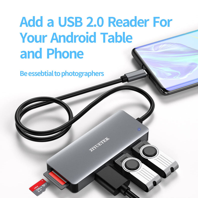 USB C Hub, USB hub 3.0 and SD Card Reader 3in1 Multi-Function hub Designed for MacBook pro Surface pro XPS Chrome and Laptop or PC, Support SD, TF, Micro sd Card