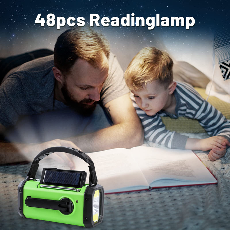 [AUSTRALIA] - Emergency Hand Crank Radio with 10000mAh/37000mWh Battery Backup, AM FM NOAA Weather Radio, Type-C Charge,Solar Radio,SOS, 3 Modes LED Flashlight，Reading Lamp, Compass for Outdoor Survival Mint Green 