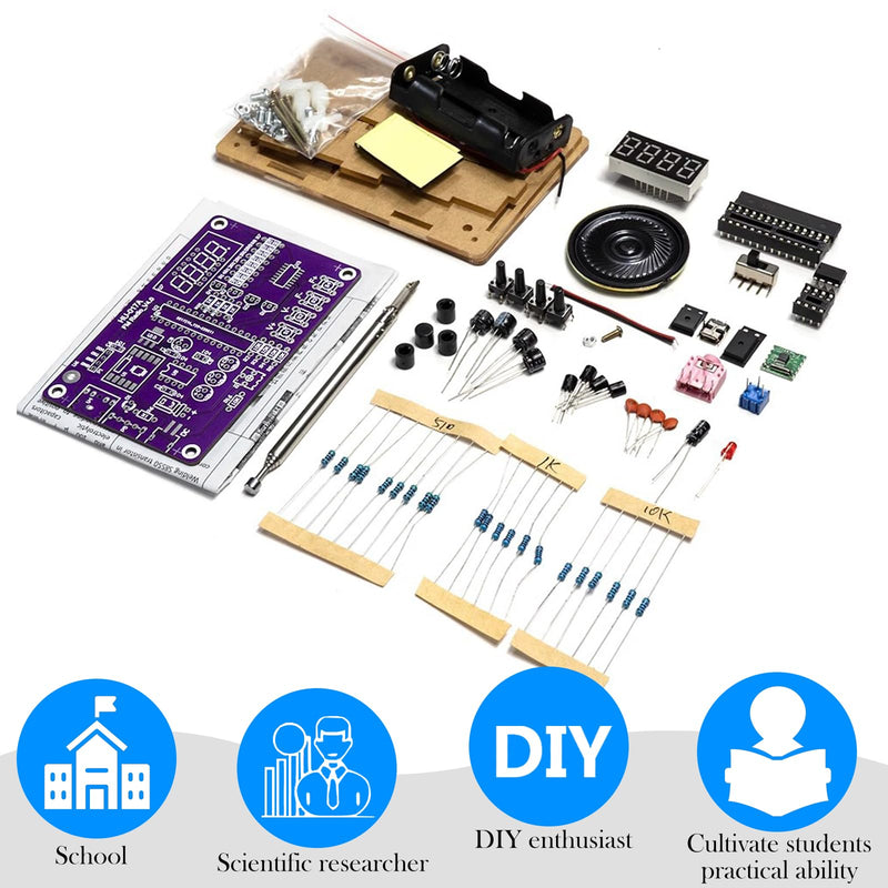FM Radio Kits, DIY Soldering Projects 87-108MHz Radio Module, DIY Radio FM Receiver Kit, FM Radio DIY Kit for Learning and Teaching, with Acrylic Housing