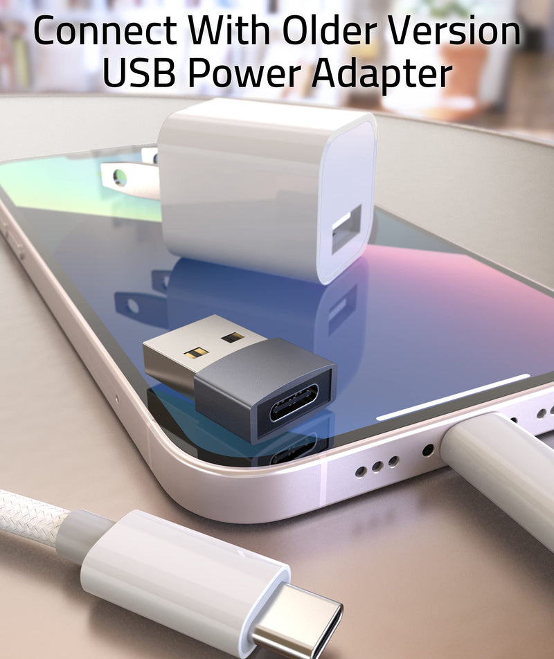 Syntech USB C Female to USB Male Adapter Pack of 3[Aluminum Shell, High Stability] Type C to USB A Converter Compatible with iPhone 13 Pro Max Apple Watch Series 7 AirPods 3 CarPlay etc. Space Gray