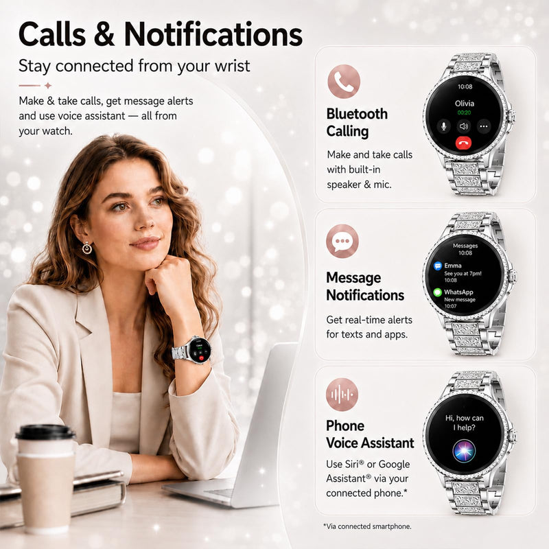 Efolen Smart Watch for Women,(Answer/Make Calls),1.27" Smartwatch Fitness Tracker, Heart Rate,Sleep & Blood Oxygen Monitor, 120+ Sports Modes,IP68 Waterproof, Android & iPhone,2 Bands,Silver Silver