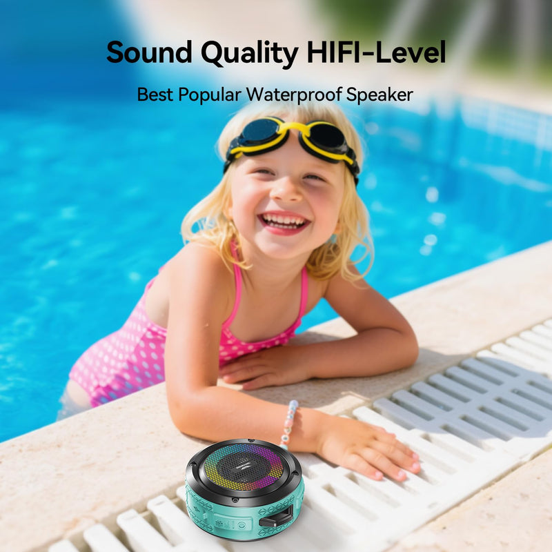 [AUSTRALIA] - Shower Speaker, Certified IPX7 Waterproof,Portable Bluetooth Speaker with Suction Cup,Hook,Light, Stocking Stuffers, Premium Mini Outdoor Wireless Speaker, Ideal Gift for Christmas (Blue) Blue 