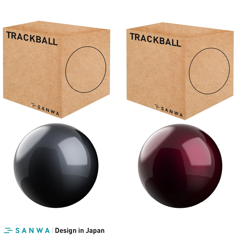 SANWA 55mm Trackball, 2.17in Replacement Ball for Kensington SlimBlade, SlimBlade Pro, Expert Mouse, Perixx Keyboard Periboard-522/322, and Other Compatible Mouse, Glossy Red + Black, Set of 2