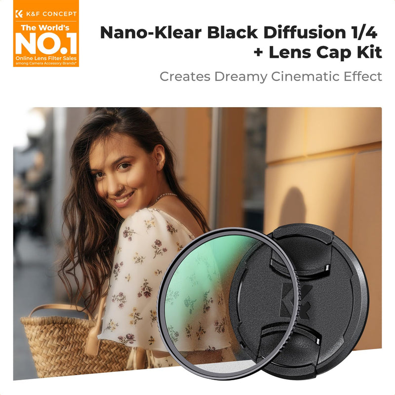 [AUSTRALIA] - K&F CONCEPT 49mm Black Diffusion 1/4 Filter + Lens Cap, Mist Cinematic Effect Filter with 18 Multi-Layer Coatings Compatible with Fujifilm Fuji X100VI Adapter Ring(K-Series) 