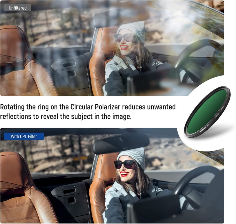 NEEWER 49mm Polarizer Filter 30 Layer Multi Resistant Nano Coated Circular Polarizing Filter(CPL) with HD Optical Glass/Ultra Slim Frame, Reduce Glare/Enhance Contrast/Reduce Reflection