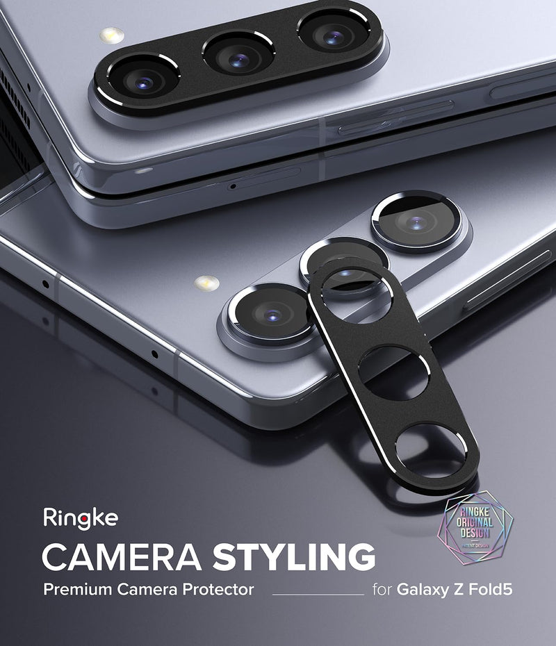 Ringke Camera Styling [Stylish Aluminum Frame] Compatible with Samsung Galaxy Z Fold 5 Camera Lens Protector, Protective Metal Cover for Women, Men - Black