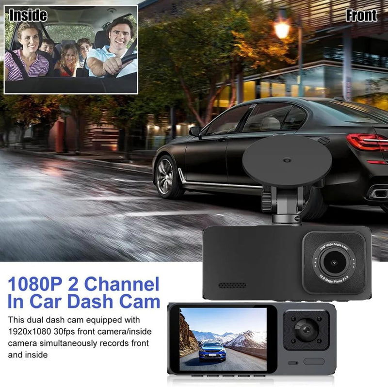 Dash Camera Front and Inside Dash Cam for Car Security 1080P Video Recorder with Audio Plug and Play, WDR, Night Vision, G-Sensor Auto Lock, 2 Inch Screen Vehicle Security S10